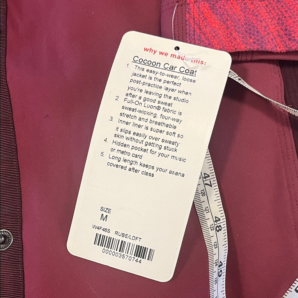 NWT Lululemon Women's Cocoon Car Coat - Burgundy Size Medium RARE FIND - Picture 12 of 12